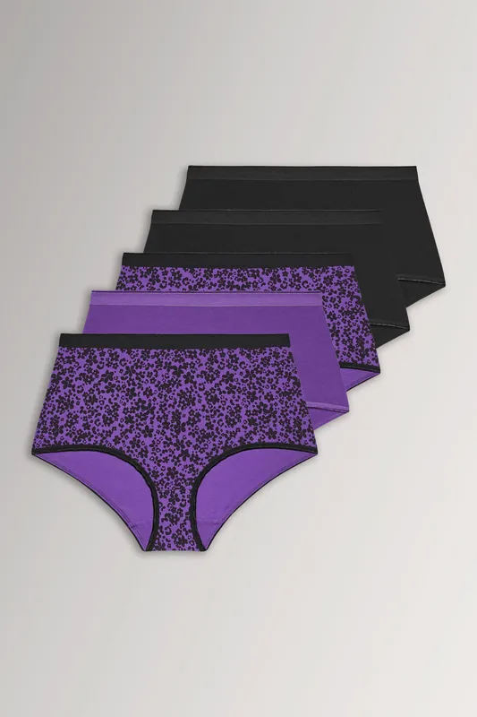 5 Pack Ditsy Print Full Briefs - Yours