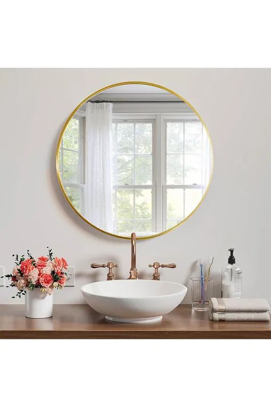 70cm Nordic Round Framed Wall Hanging Mirror - H&O Direct
