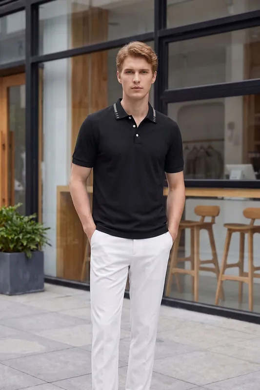 Turn Down Collar Short Sleeve Polo Shirt - MODISHION