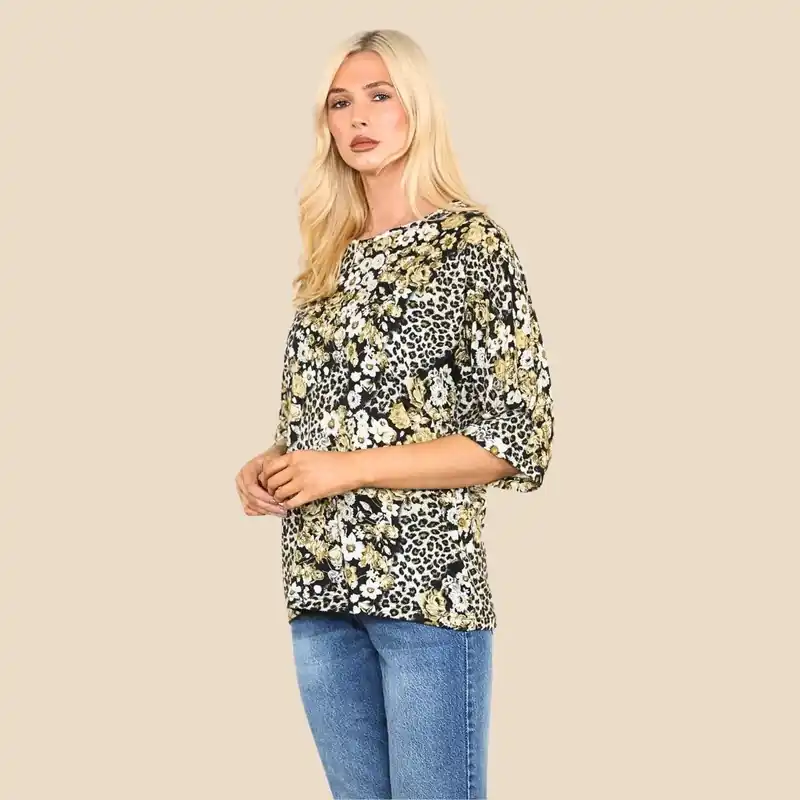 Floral Print Blouse Relaxed Fit - ELAINA FASHION