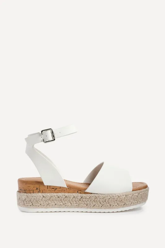 Paradise White Espadrille Flatform Sandals - Linzi