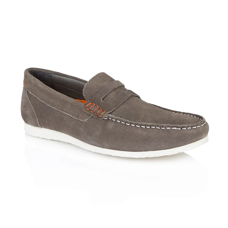 Stanhope Suede Leather Casual Mens Penny Loafers - Silver Street London
