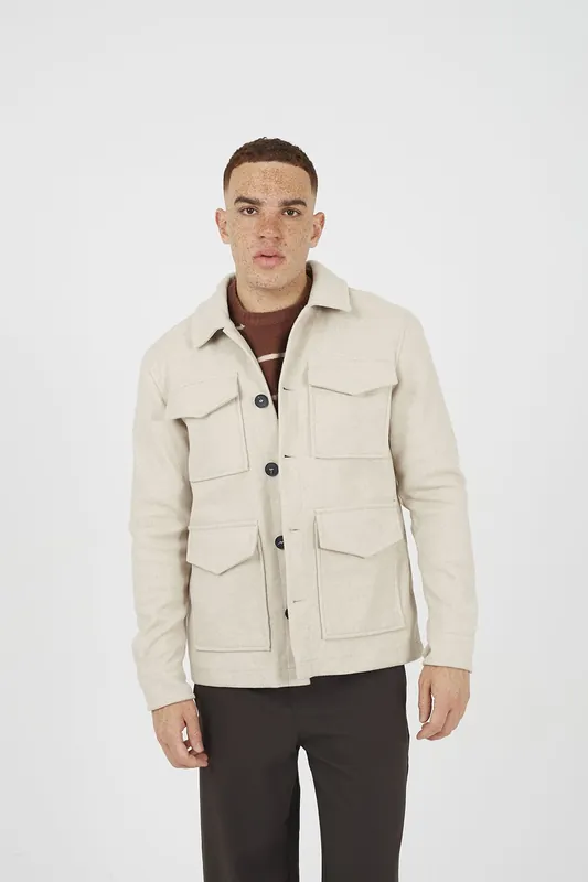 Wool-Look Four Pocket Shacket