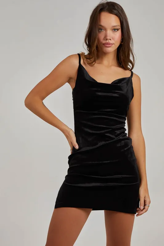 Cowl Neck Mini Dress With Split - Pink Vanilla