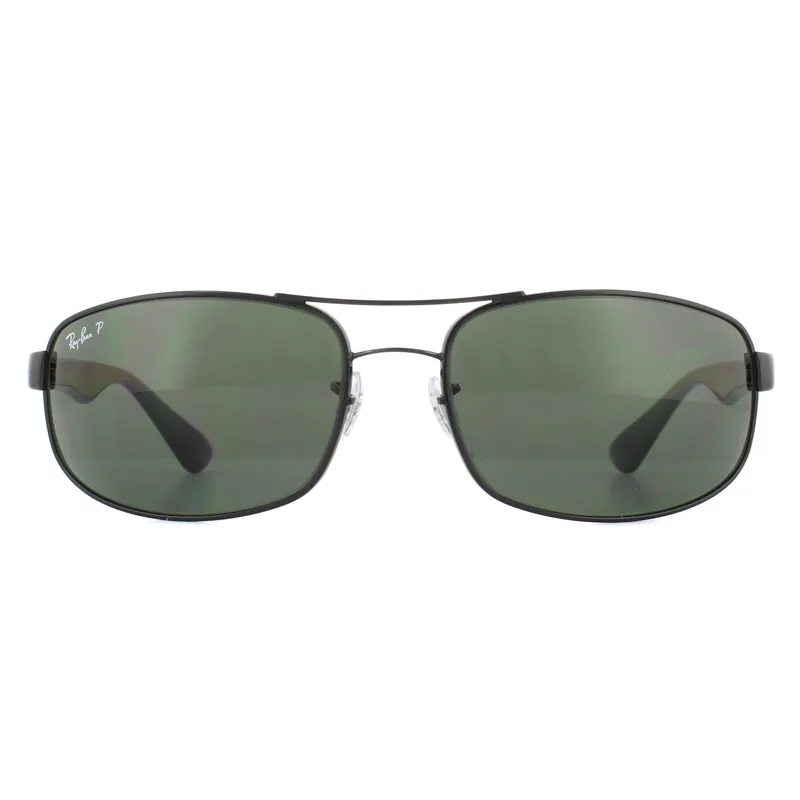 Rectangle Black Green Polarized 3445 Sunglasses - Ray-Ban