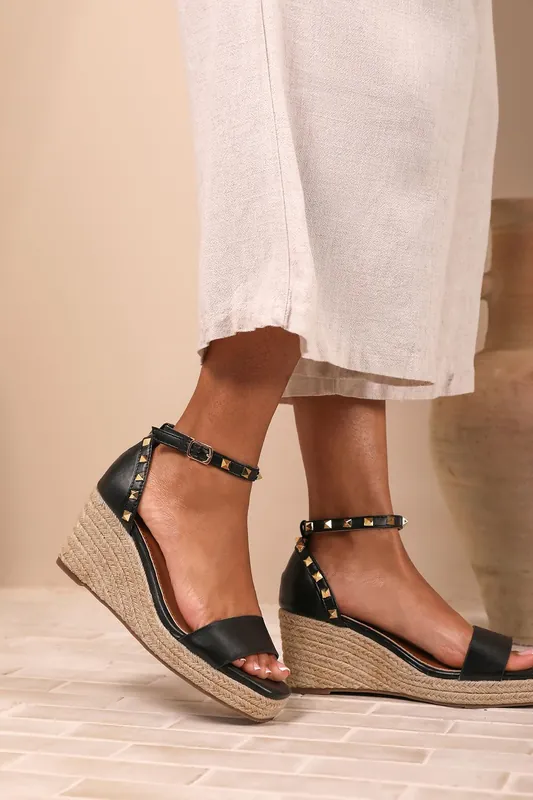 Sawyer' Wide Fit Wedge Sandals With Gladiator Ankle Strap - Where's That From