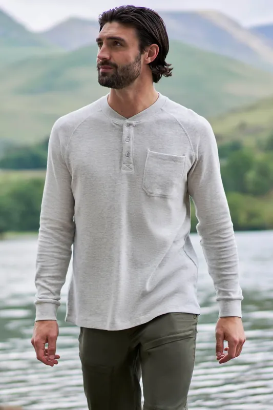 Selby' Long Sleeved Lightweight Comfortable Waffle Henley Tee - Mountain Warehouse