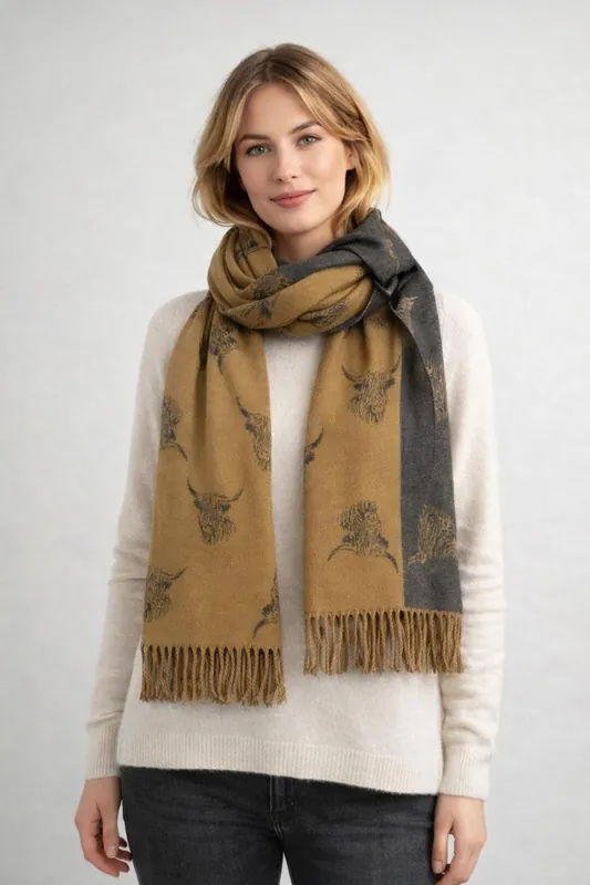 Highland Cow Reversible Scarf - SVNX