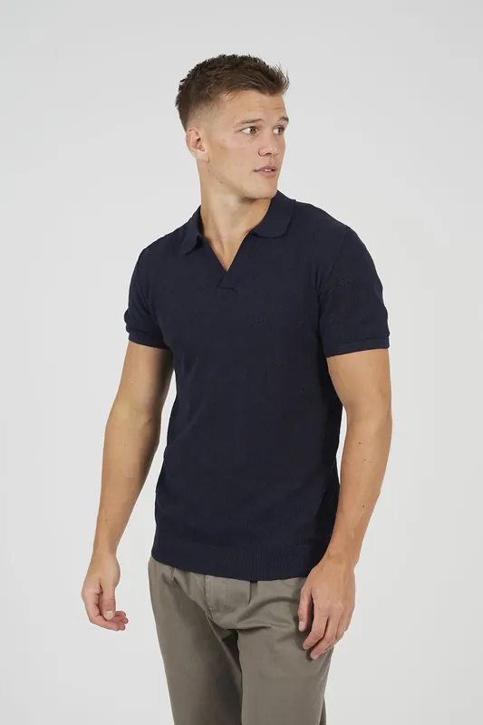 Open Collar Knitted Polo Shirt - Brave Soul