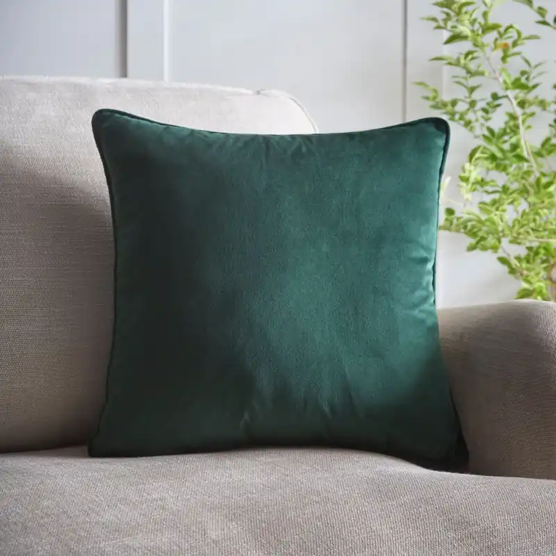 Velvet Filled Cushion Piped Edge Pillow 18" Inch Square 45cm x 45cm - Portfolio Home