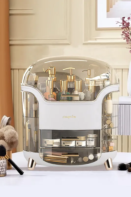 Makeup Storage Organiser with Clear Lid, Skincare Organiser Drawers Beauty Holder Cosmetic Organisers for Bathroom, DressingTable Organiser Dustproof Waterproof - SHEONLY