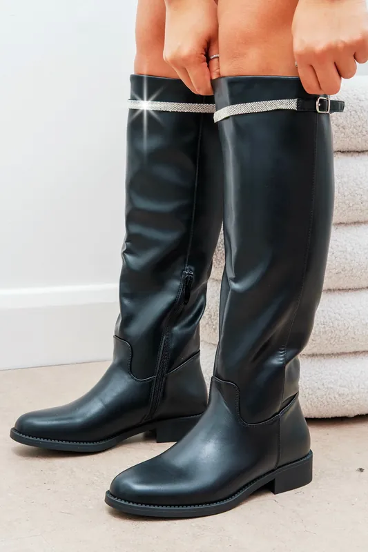 Crystal Reign Rider Calf Boots - Love Lemonade
