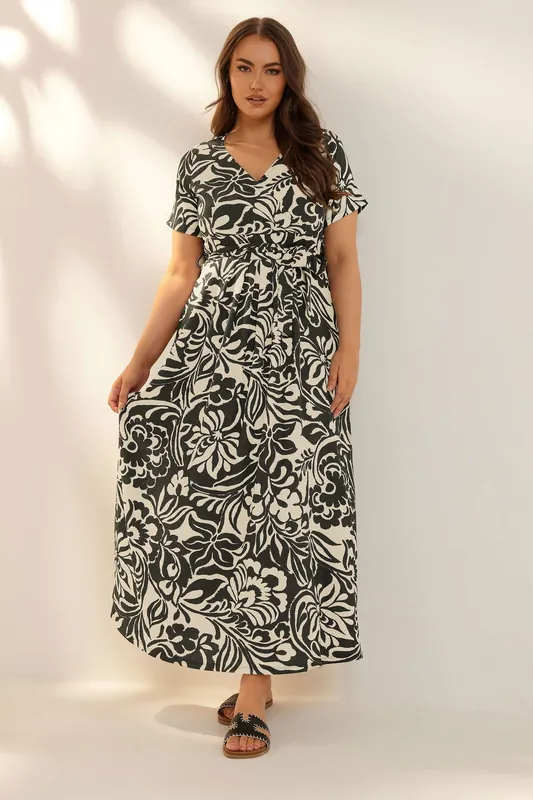 Abstract Floral Maxi Wrap Dress - Yours