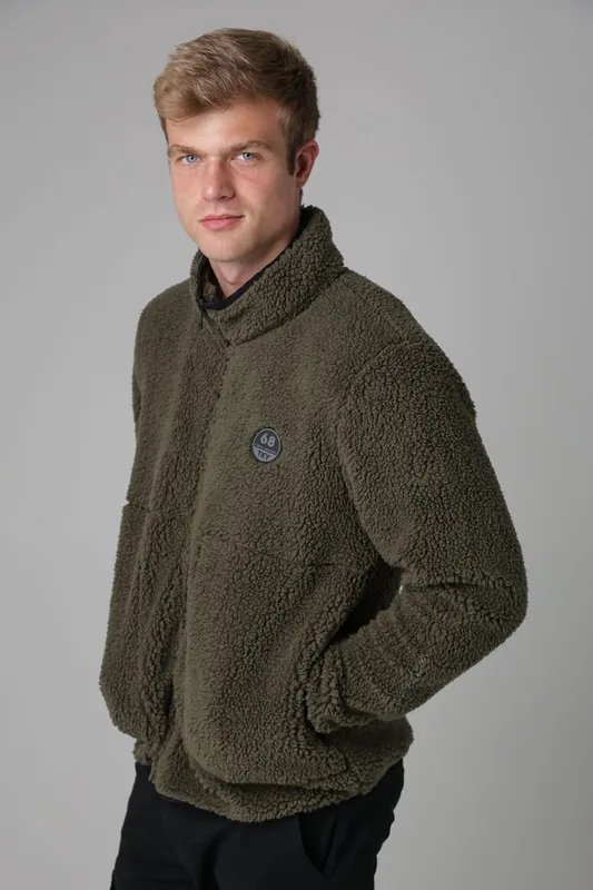 Funnel Neck Sherpa Zip-Through Fleece