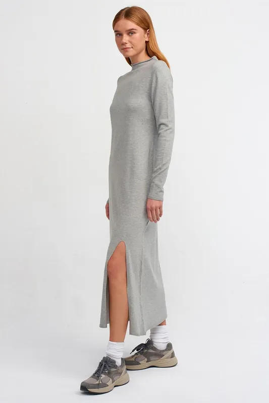 Ribbed Turtleneck Midi Dress - Dilvin
