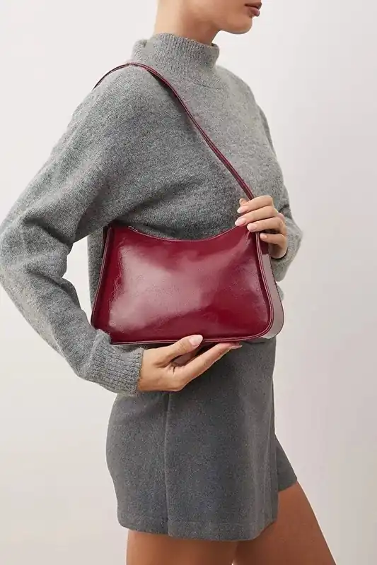Women's Mini Patent Shoulder Bag with Chic Buckle Detail - WOVCOR