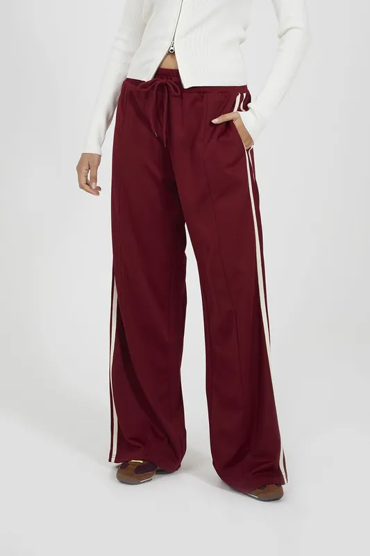 Side Stripe Wide Leg Joggers - Brave Soul