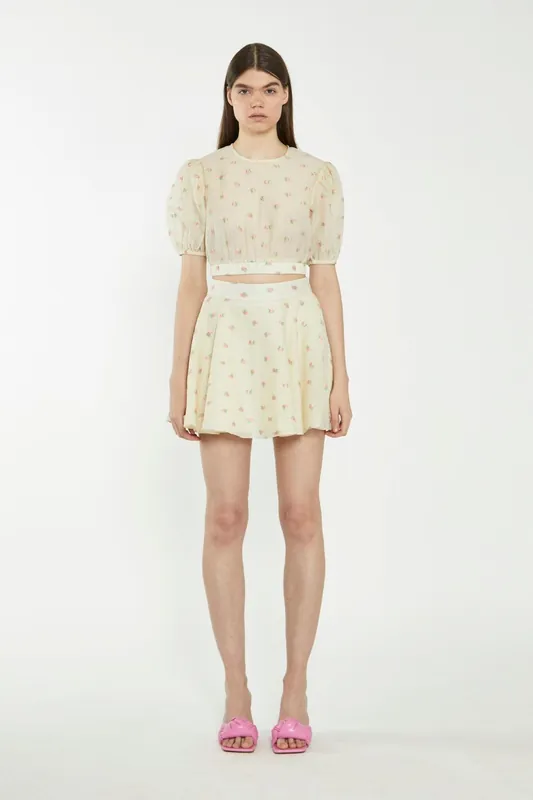 Puff Sleeve Crop Blouse - Shnoo