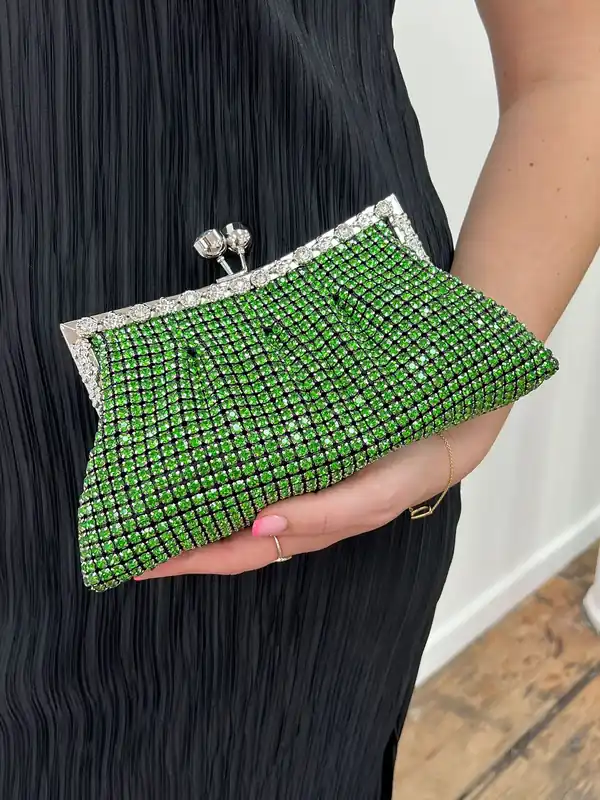 Green Crystal Clutch Bag - SVNX