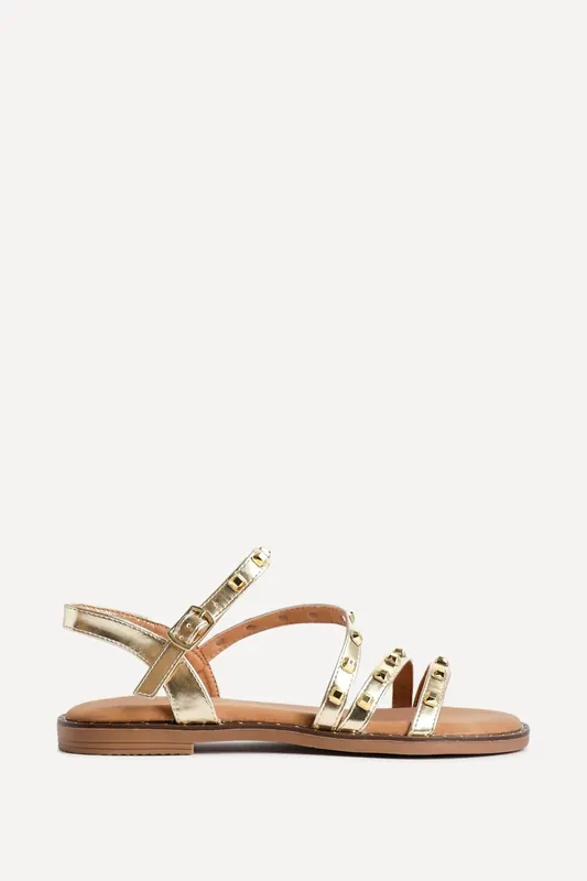 Destino Gold Studded Gladiator Sandals - Linzi