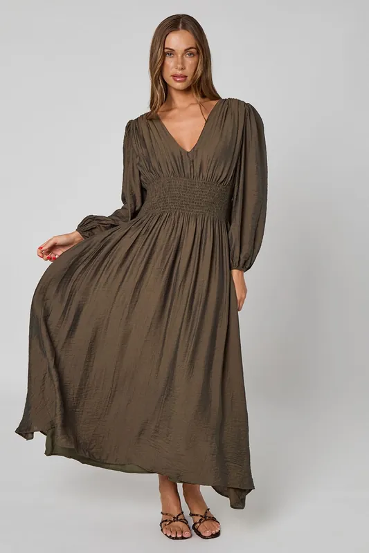 Long Sleeved Elasticated Waist Dress - Urban Bliss