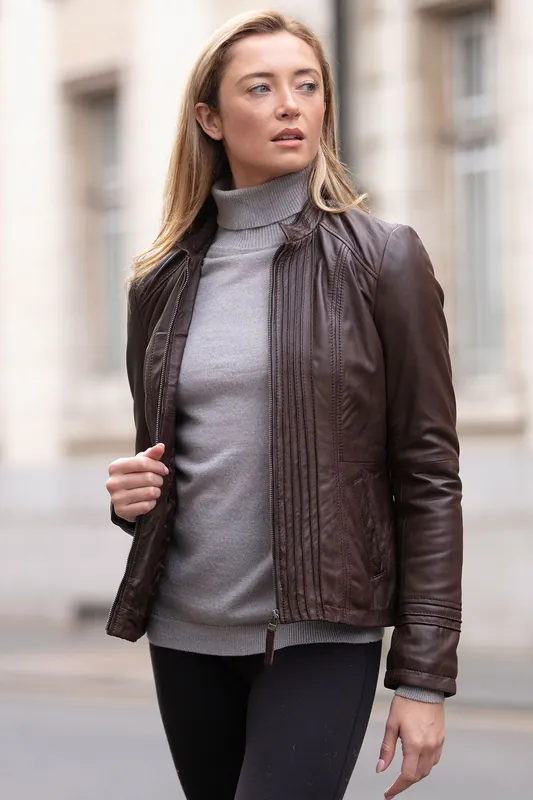 Real Leather Mandarin Collar Jacket - Ashwood Leather
