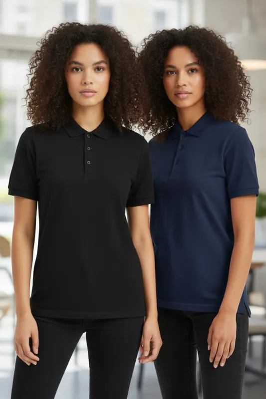Classic Black/Navy Polo Collar Short Sleeve T-Shirt 2 Pack