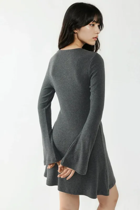 Textured Boat Neck Mini Dress - Hiccup