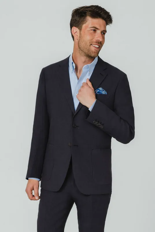 Navy Pure Linen 2 Piece Suit - Dobell