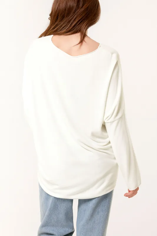 Ivory Heart Sequin Cut And Sew Top - Blue Vanilla