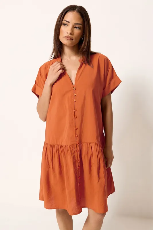 Petite Button Through Shirt Dress - PixieGirl