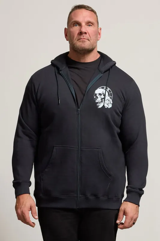 Skull Zip Through Hoodie - BadRhino
