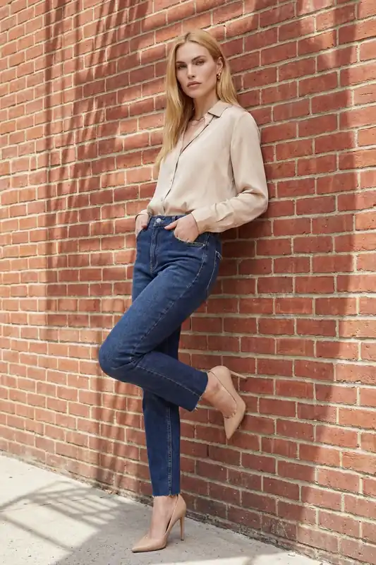 High Waist Skinny Leg Denim Pants - MyFashion