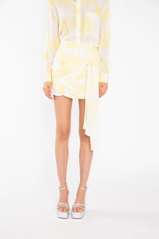 Ruched Tie-Front Mini-Skirt