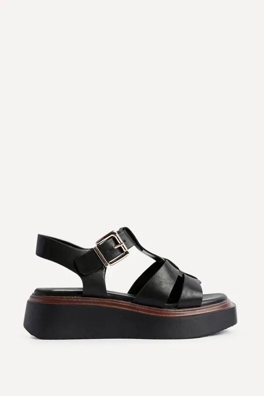 Subtract Black Gladiator Flatform Sandals - Linzi