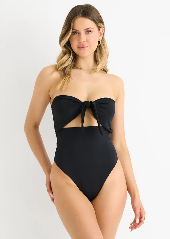 Front Tie Bandeau Swimsuit - Gini London