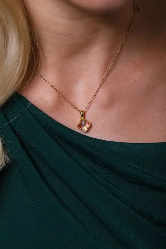 Blush Clover Crystal Pendant Necklace - Gift Boxed