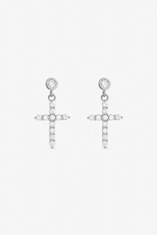 Rhodium Plated Cubic Zirconia Earrings - Jon Richard