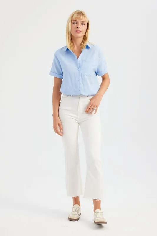 Solid Pocket Short Sleeve Basic Shirt - Hiccup