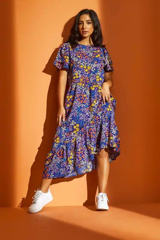 Bianca Floral Ruffle Dress - Urban Bliss