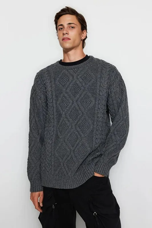 Men’s Crew Neck Textured Knit Sweater - WOVCOR