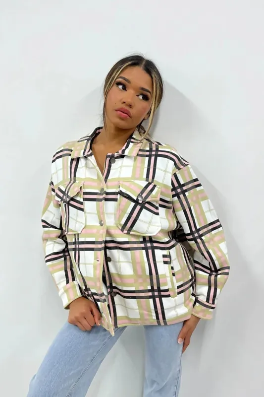 Check Print Fashionable Button Up Pocket - Femme Luxe