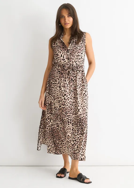 Animal Print Pocket Detail Shirt Dress - Gini London