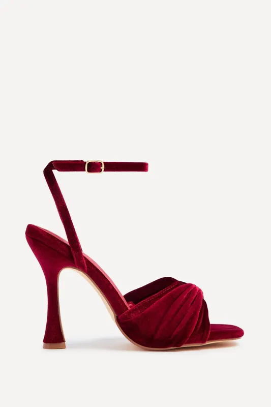 Emery Red Velvet Stiletto High Heel - Linzi