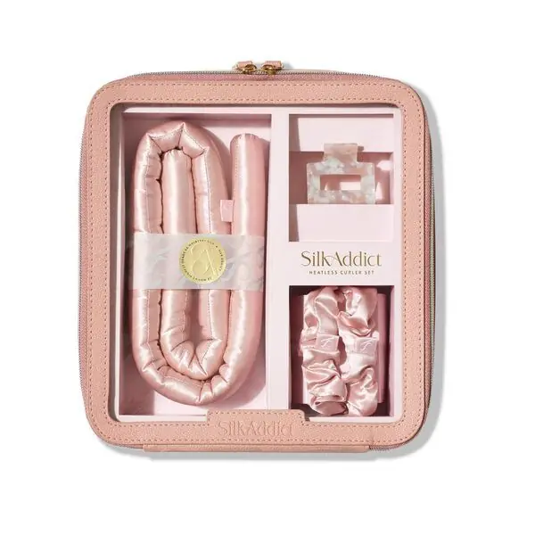 100% Mulberry Silk Heatless Curlers Set - Pale Pink