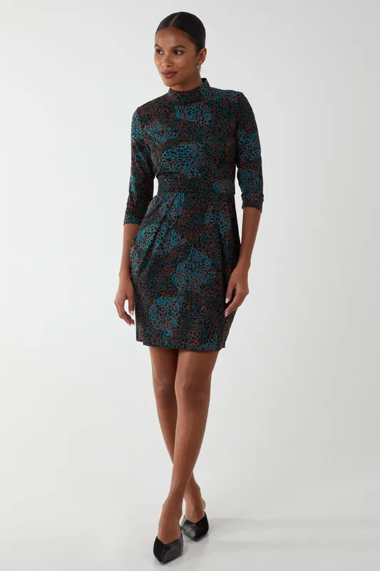 High Neck Tulip Dress - Blue Vanilla