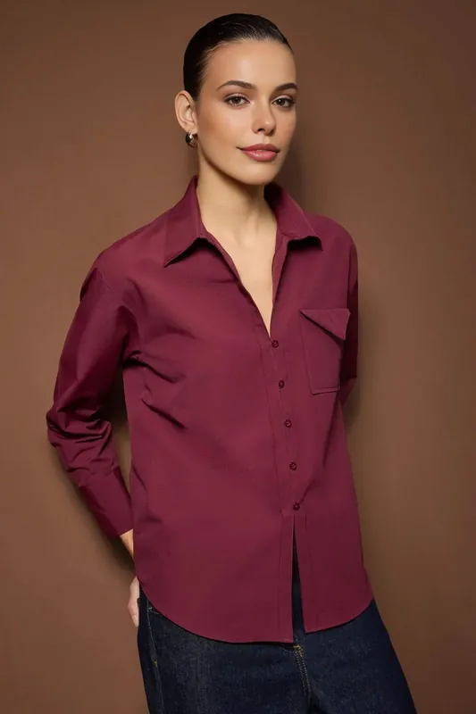Woven Button-Front Shirt with Chest Pocket Detail
