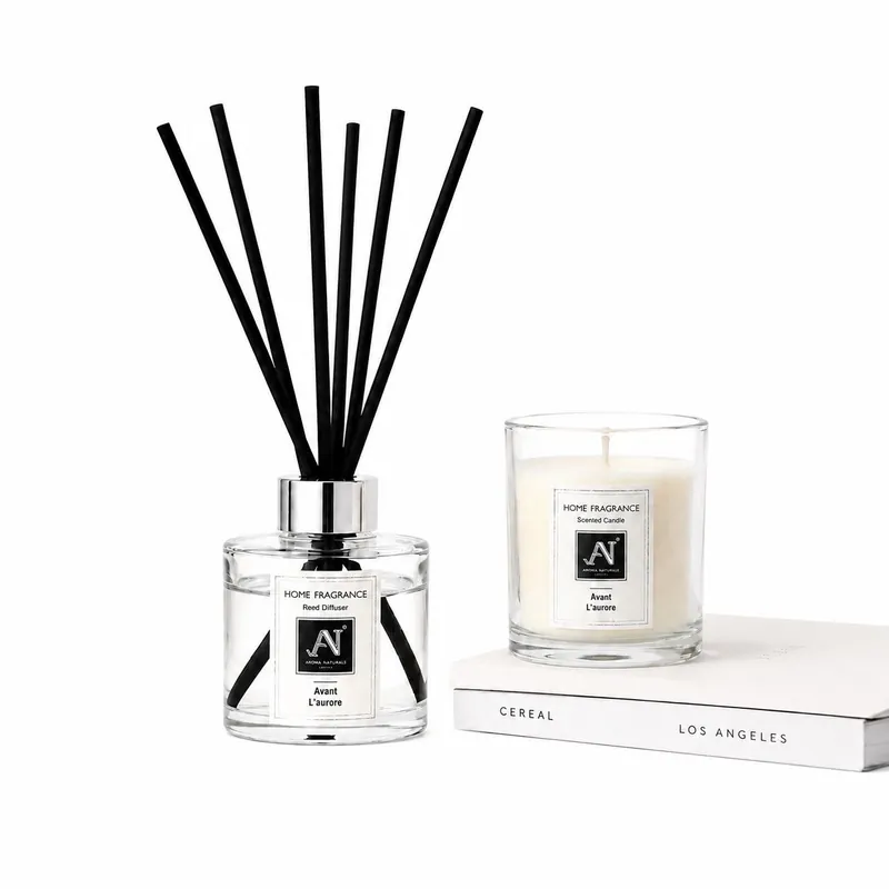 Minimalist Luxe Candle & Reed Diffuser Gift Set Avant l’aurore Scent - Aroma Naturals