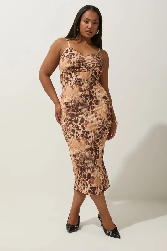 Leopard Print Midi Slip Dress - Yours