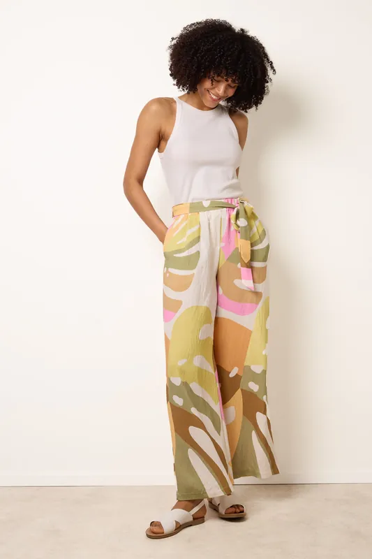 Multi Paper Bag Wide Leg Trousers - Blue Vanilla